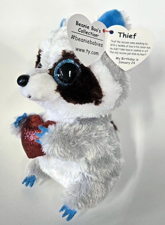 Ty Beanie Boo Thief The Racoon with Heart for Valentines 2026-6" - Image 2